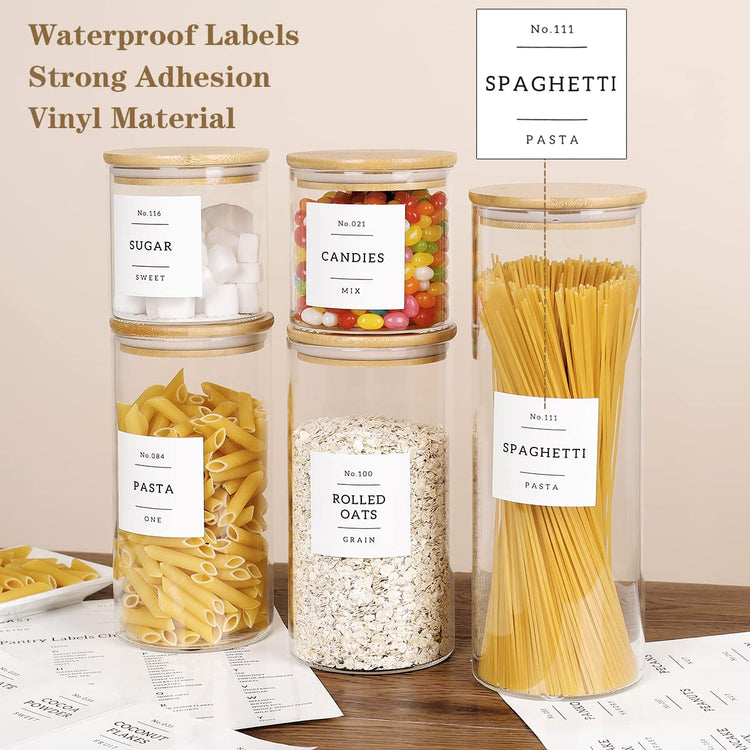 5 Pcs Glass Food Storage Containers With 132 Pantry Labels Preprinted