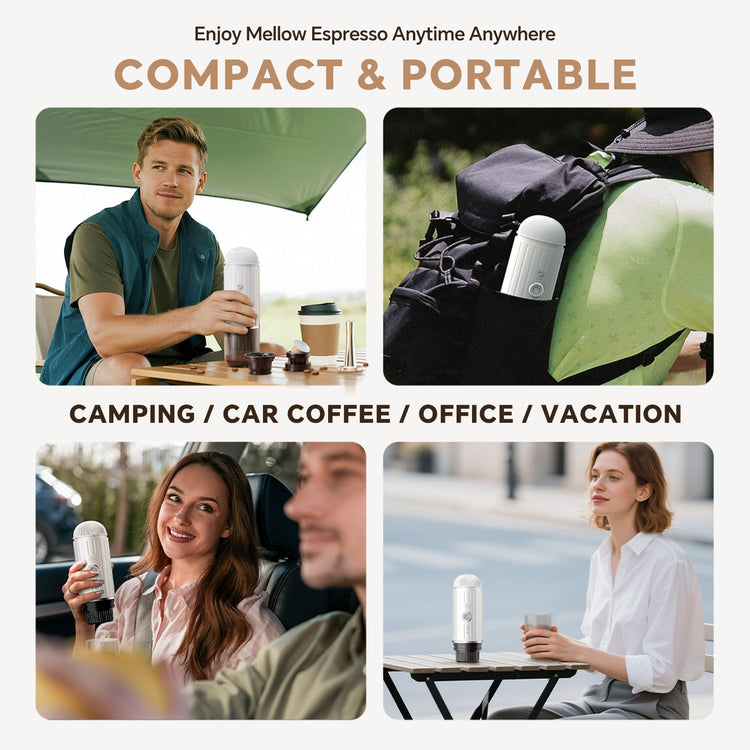 2-in-1 Portable Espresso Maker For Nespresso Pod＆Ground,White (2.09 Ounce)