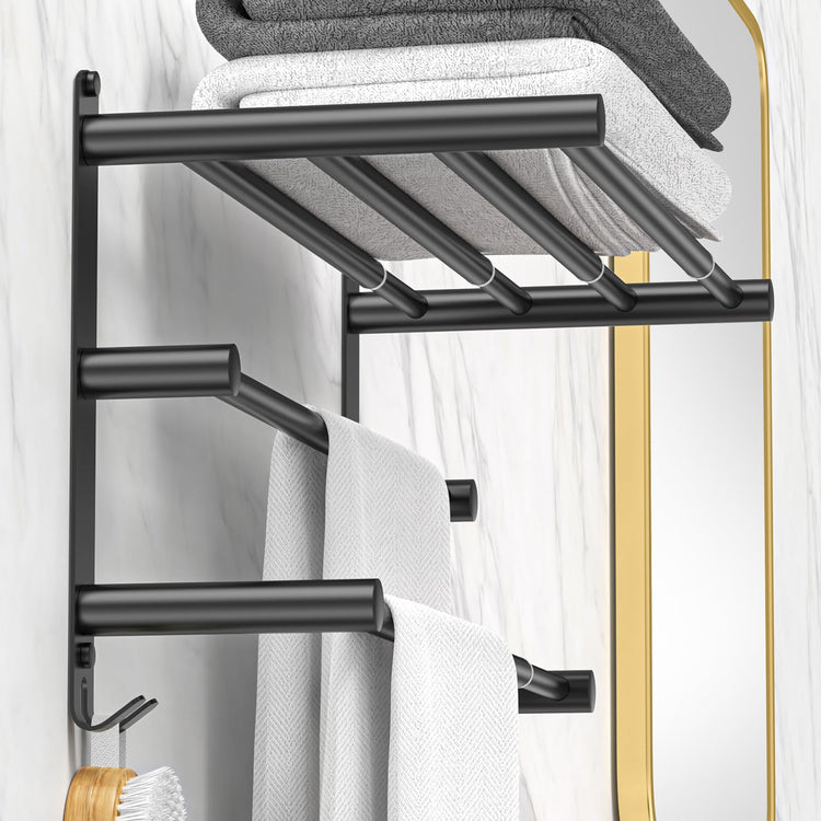 Black Adjustable Towel Bar for Bathroom Wall Mount17