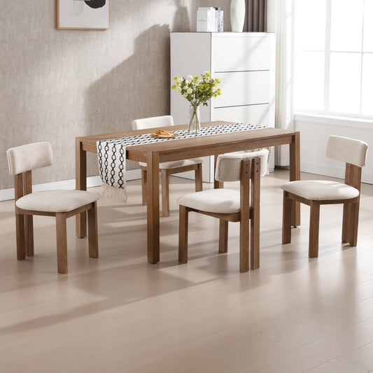 Dining Chairs Set of 2 Linen Fabric Diner Chairs Farmhouse Wood Chairs for Kitchen and Dining Room (2 Count)