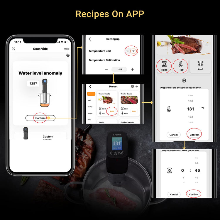WIFI Sous Vide Cooker Bundle with 30PCS Sous Vied bags and Vacuum Sealer Pump