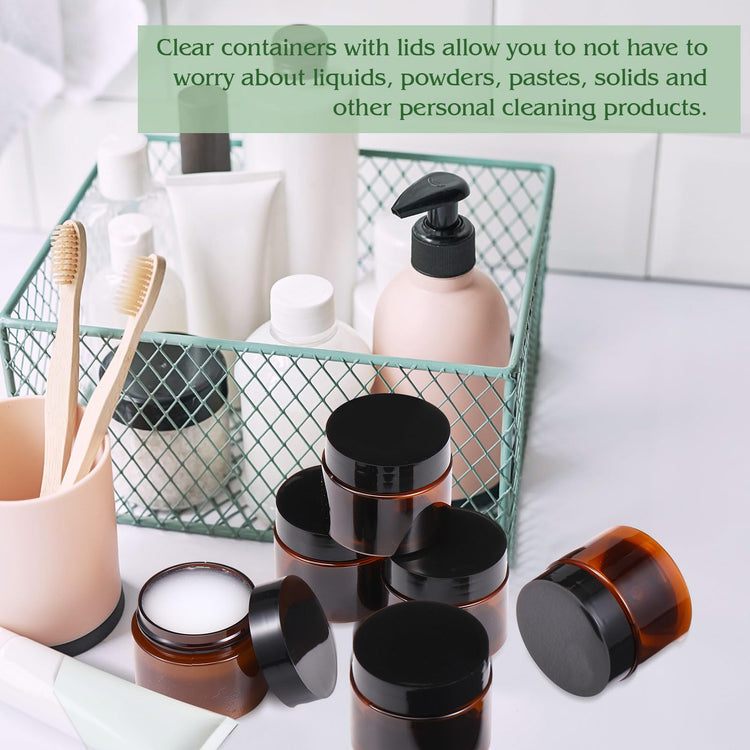 6 Pack Clear Container with Lids Small Plastic Pot Jars Wide Mouth Round Leak Proof Plastic Container Jars with Lid for Travel Storage
