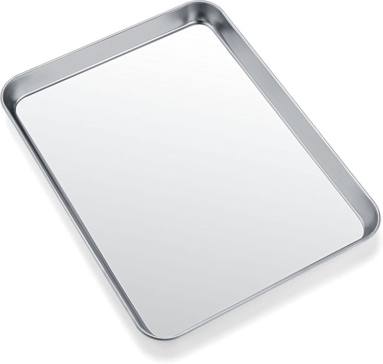Baking Sheets for Oven, Stainless Steel Cookie Sheet Baking Pan Toaster Oven Tray 10 x 8 x 1 Inch, Easy Clean & Non-stick & Dishwasher Safe