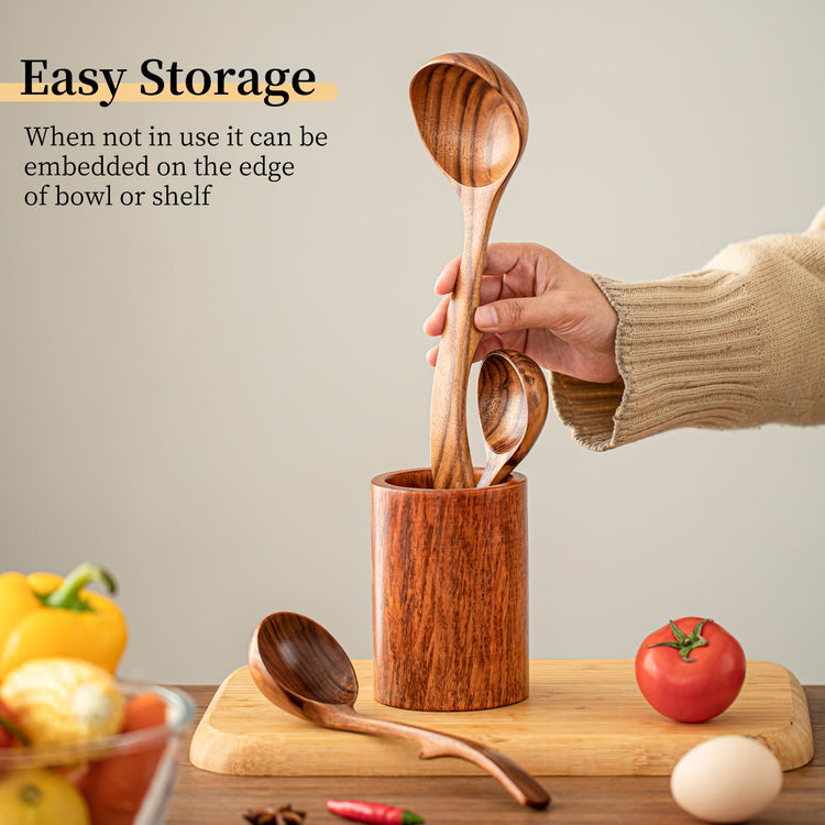 3 Size Wooden Soup Ladles Set (3 Count)