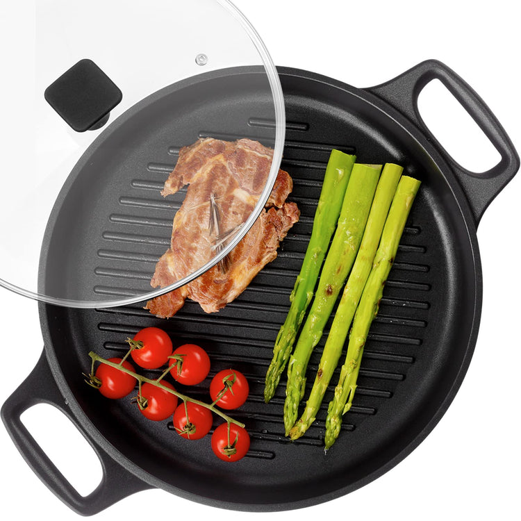 Cast Aluminum Griddle Pan for Stovetop with Lid