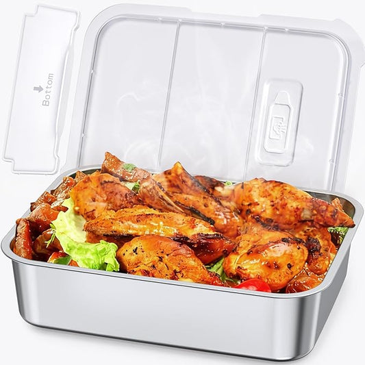 EAST OAK 6.3-Cup Replaceable Inner Container with Removable Food Divider and Lid, Stainless Steel Meal Container for XL Cordless Electric Lunch Box, Dishwasher Safe
