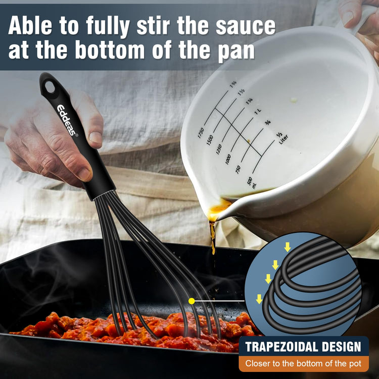 Flat Whisk EDDEAS Silicone Gravy Whisk for Cooking