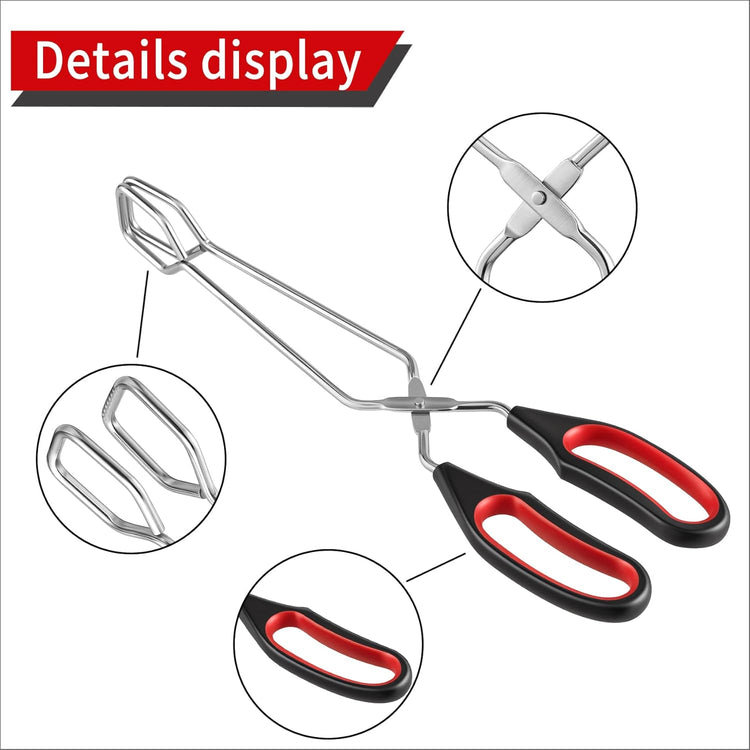 Stainless Steel Scissor Tongs 9.25-Inch, 11-Inch, and 13-Inch Set, Set of 3
