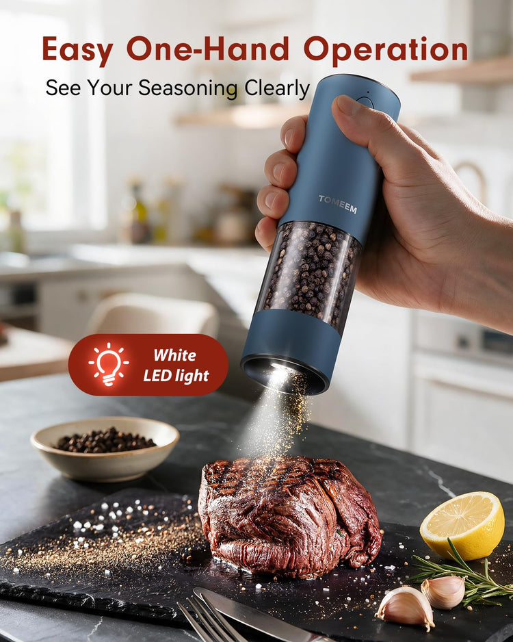 Larger Capacity Rechargeable Electric Salt and Pepper Grinder Set
