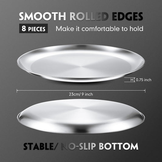 8 Pieces Silver Pizza Pans 9 Inch Bakeware (8 Count)