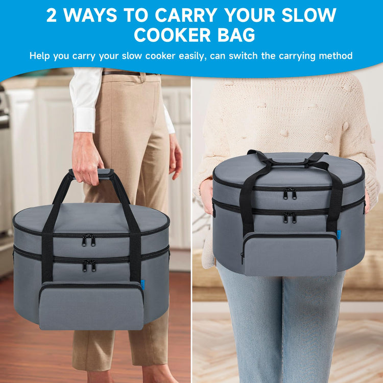 Double Layer Slow Cooker Travel Bag Compatible with 6