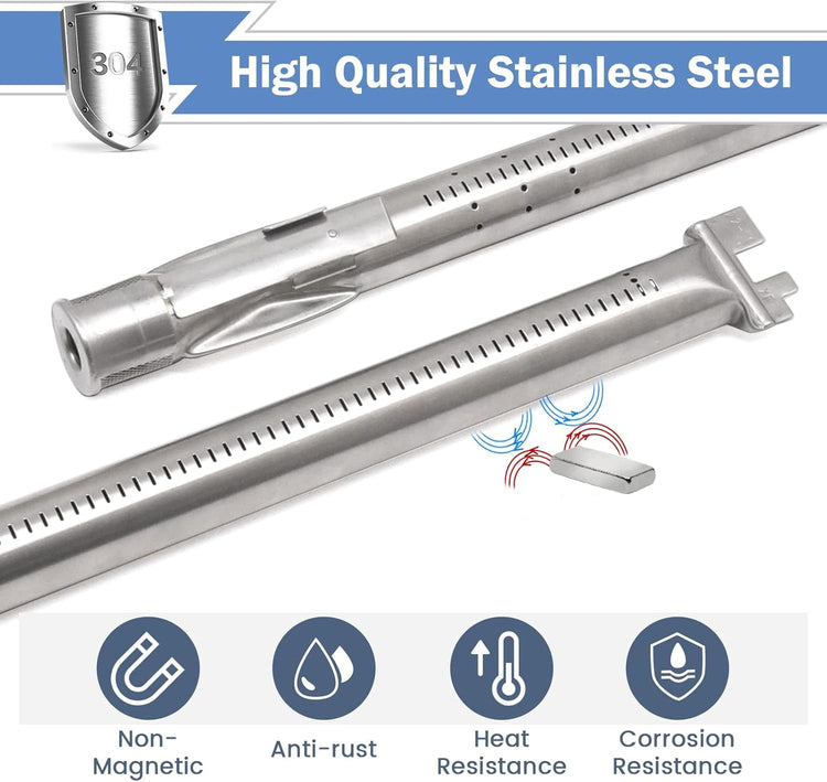 Criditpid Grill Replacement Parts for Weber Spirit I/II 200 with Front Control, 7635 Flavorizer Bars & 69785 Grill Burner Tubes Kit for Weber Spirit E210, E220, S210, S220 Grill, Stainless Steel.