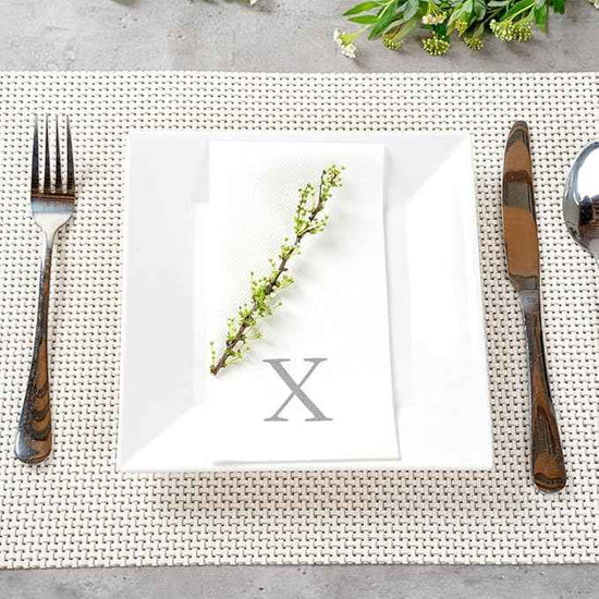 Luxenap 15.8 X 7.9 Inch Linen-Feel Guest Towels, 2000 Lettered Hand Towels - Silver Letter 'X', Sans Serif Font, White Paper Dinner Napkins, airlaid, For Restrooms And Tables - Restaurantware