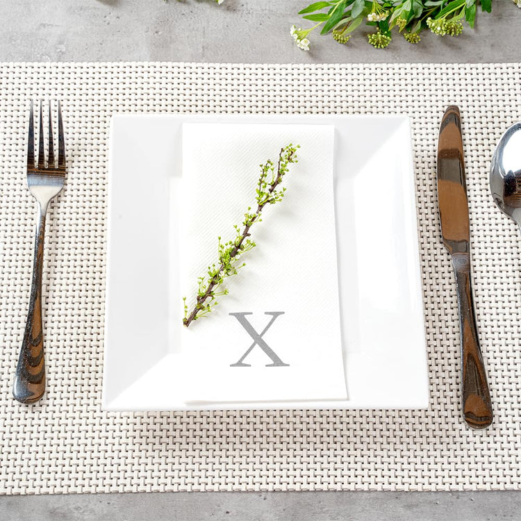 Silver X White Linen Feel Guest Towel Napkin (2000 Count)