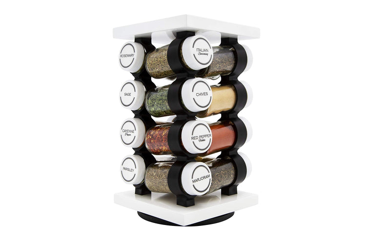 16 Jar Rotating White Spice Rack