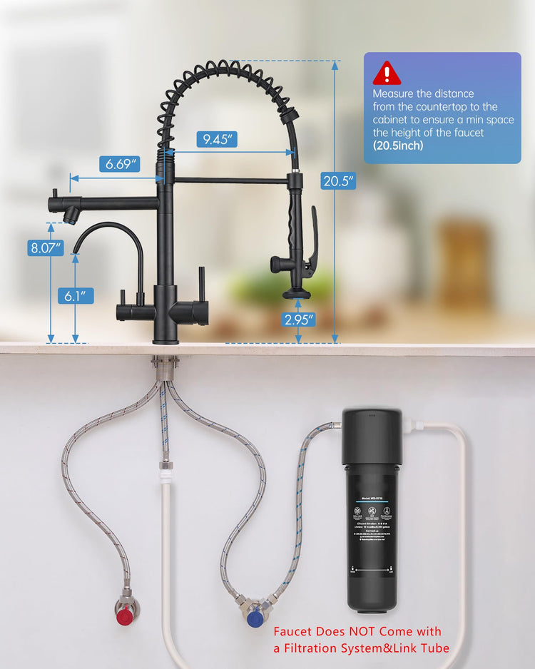 3 in 1 Kitchen Sink Faucet with Drinking Water Faucet Matte Black