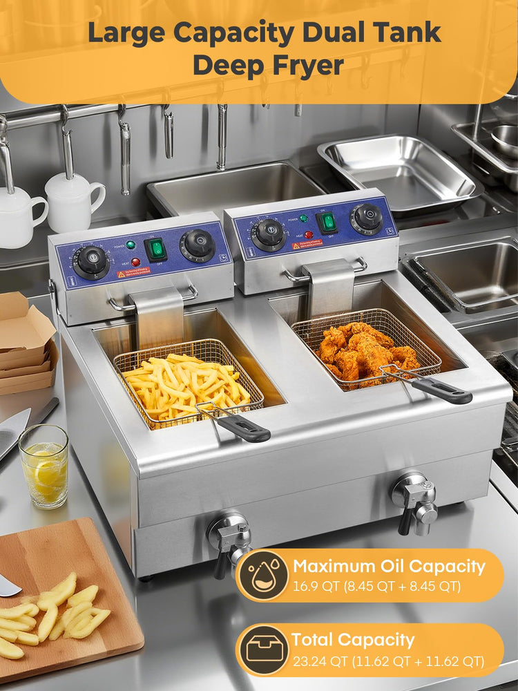 Commercial Deep Fryer with Basket and Lid
