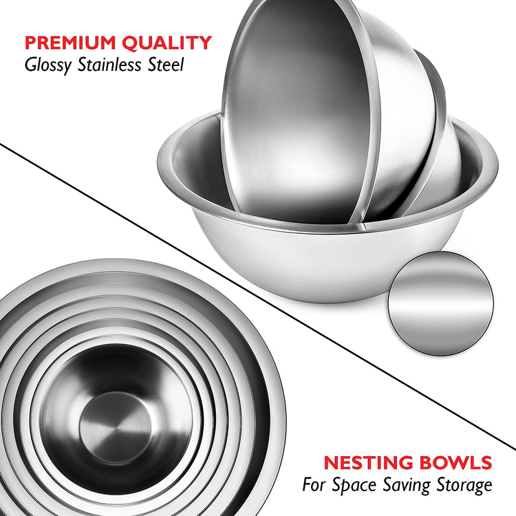 Stainless Steel Mixing Bowls with Measuring Cups & Spoons Set of 14