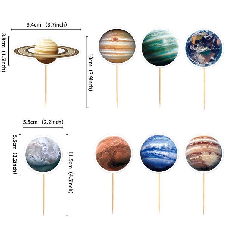 40Pcs Space Cupcake Toppers Astronaut Cupcake Picks Solar System Galaxy Universe Planet Food Picks for Outer Space Baby Shower Boys Girls Birthday Party Cake Cupcake Decorations (40 Count)