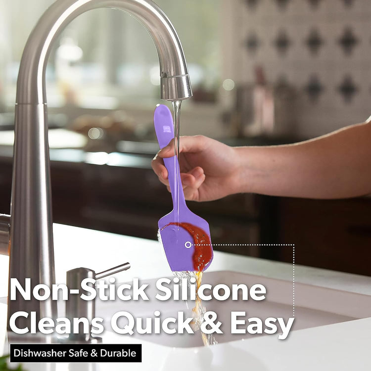 DI ORO Silicone Spatula Set - Rubber Kitchen Spatulas for Baking, Cooking, & Mixing - 600°F Heat-Resistant & BPA Free Silicone Scraper Spatulas for Nonstick Cookware - Dishwasher Safe (4pc, Lavender)