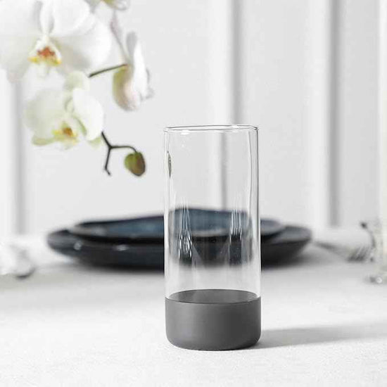 Stone + Lain Mirella 32-Piece Dinnerware and Glassware Set – Service for 8 – Includes Stoneware Plates, Bowls & 8 Tall Borosilicate Glasses – Deep Blue Reactive Glaze Finish