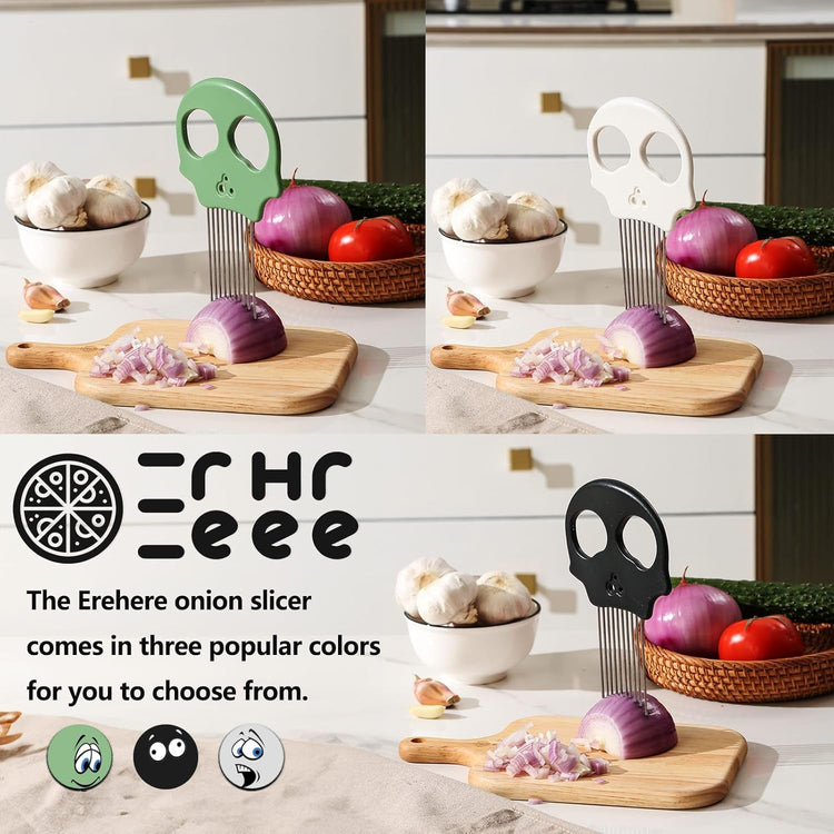 Stainless Steel Onion Cutter & Egg Slicer – Multi-Function Vegetable Cutter and Herb Stripper for Avocados, Tomatoes, and Potatoes (Obsidian)