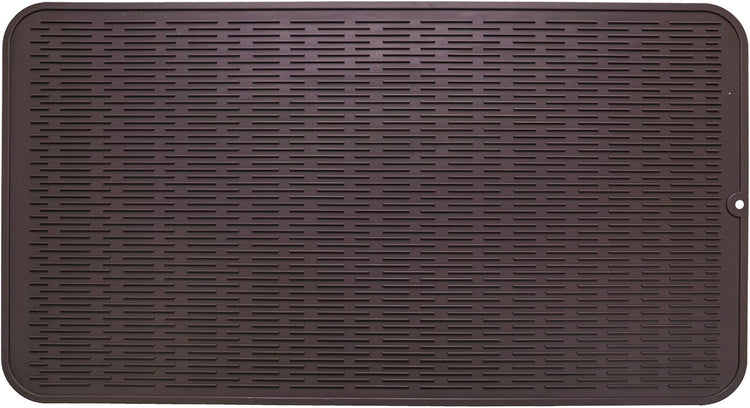 Silicone Dish Drying Mat for Multiple Usage,Easy clean,Eco-friendly,Heat-resistant Silicone Mat for Kitchen Counter or Sink,Refrigerator or Drawer Liner Coffee 4XL 32 inches x 18 inches