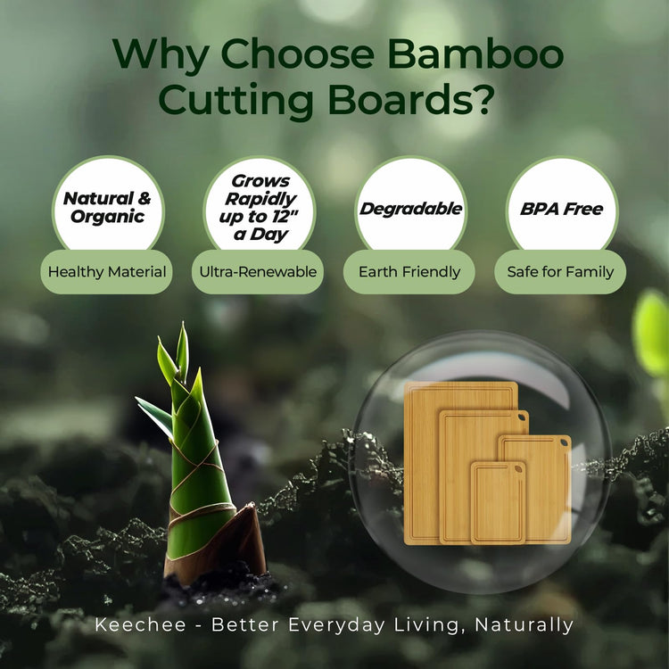 Natural Bamboo Cutting Board Set of 4 (4 Count)