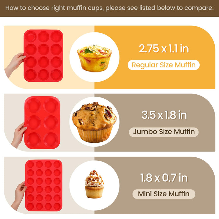 12 Cups Silicone Muffin Pans for Baking Cupcake Pan Nonstick Silicone Molds