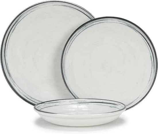 French Home 12-Piece Dinnerware Set – Water's Edge Porcelain Plates and Bowls – Elegant, Lead-Free Stoneware Set for Everyday Use