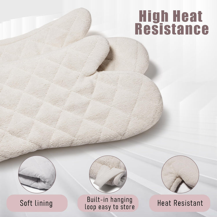 15" 482°F Terry Cloth Oven Mitts 100% Cotton Set of 2 (2 Count)