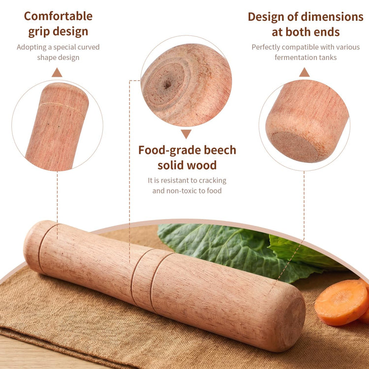 7 Inch Wooden Kimchi Sticks Food Pounder for Mason Jar Fermentation Sauerkraut Cabbage Masher Kitchen Tool