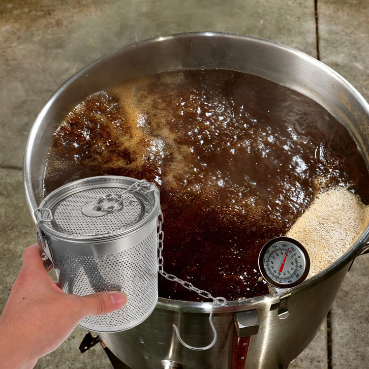 Stainless Steel Soup Seasoning Basket with Fine Mesh Strainer and Long Chain Reusable Spice Bag for Broth Stews and Tea Infusion Easy to Clean 5.11X4.44X4.44In
