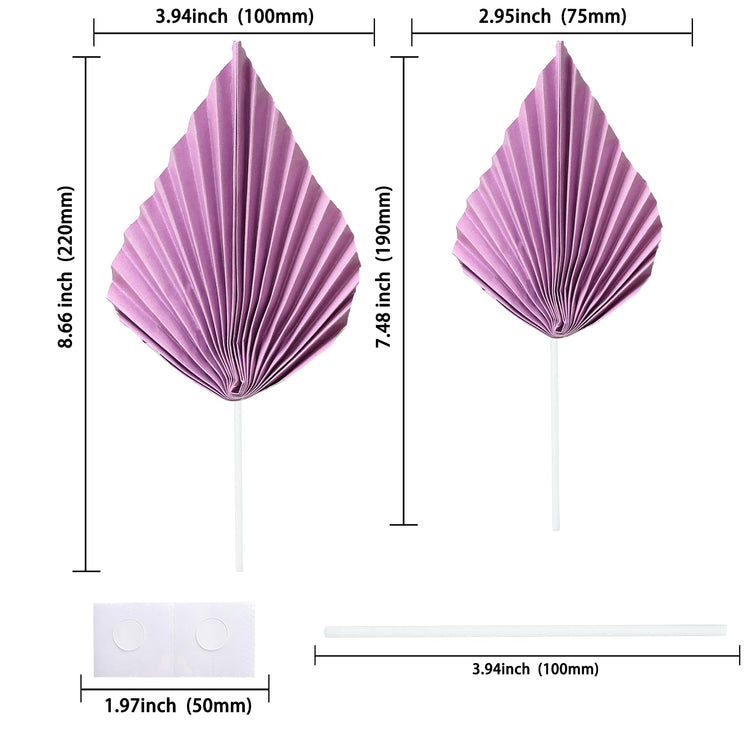 6Pcs Paper Palm Fan Cake Toppers Palm Leaf Fan Cake Topper Palm Spear Leaf Cupcake Toppers Cake Insert Decoration For Cake Decorating Diy Craft Project Home Wedding Party Supplies Purple (6 Count)