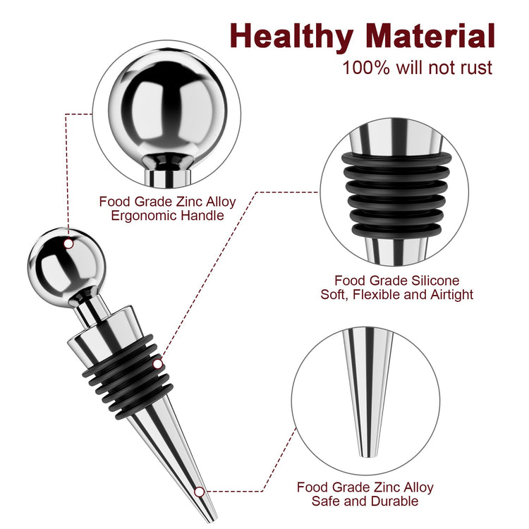 Wine Stoppers for Wine Bottles 3Pcs Vacuum Wine Bottle Stopper with Silicone Reusable Wine Corks (3 Count)