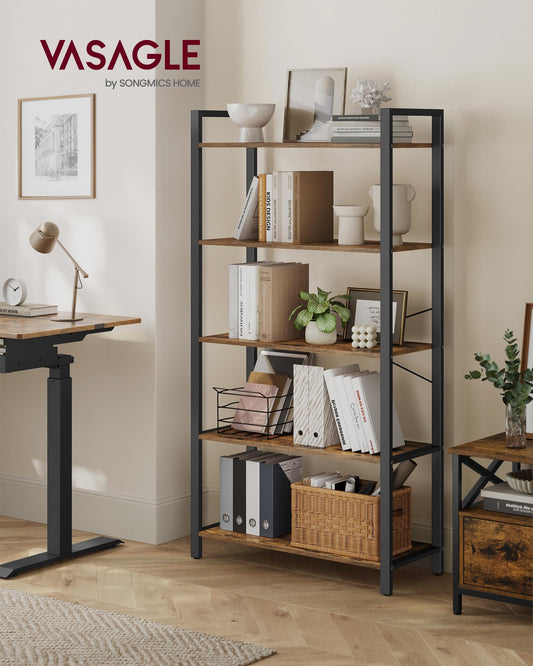 5 Tier Bookshelf with Steel Frame