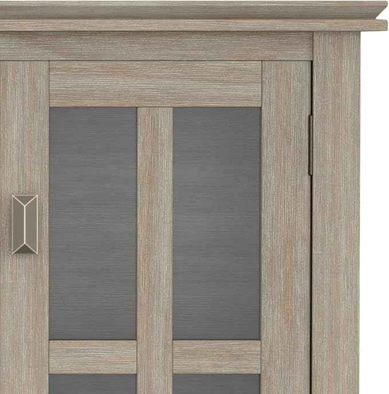 SIMPLIHOME Artisan SOLID WOOD 30 Inch Wide Contemporary Low Storage Cabinet in Distressed Grey, For the Living Room, Entryway and Family Room