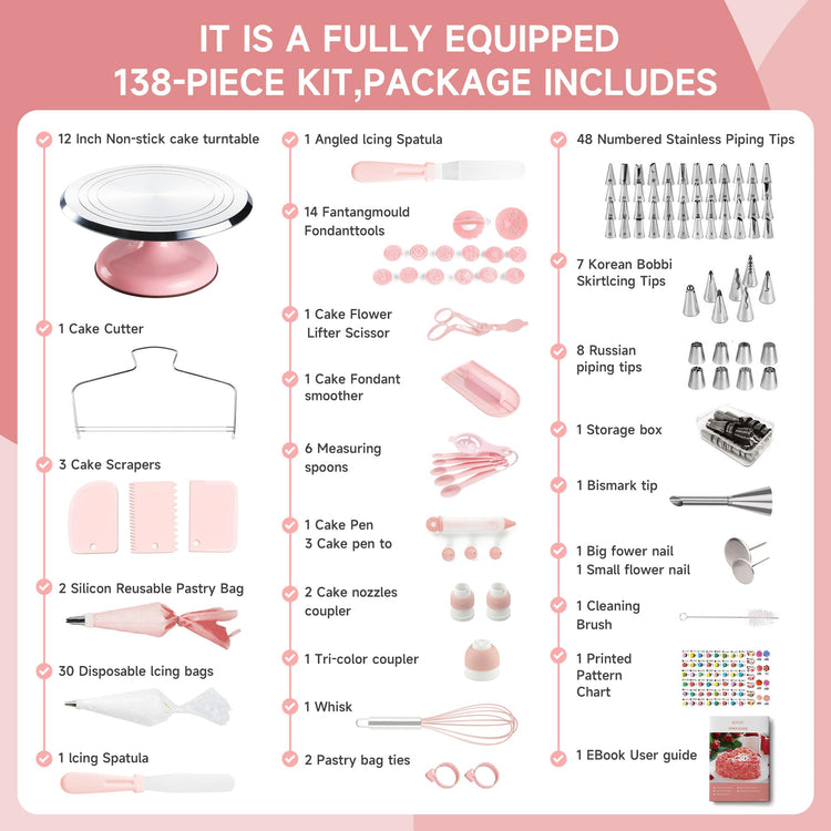 Cake Decorating Supplies Kit Set of 138pcs (138 Count)