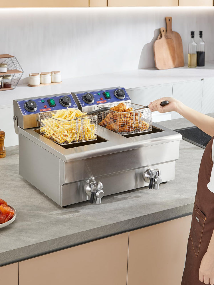 Commercial Deep Fryer with Basket and Lid