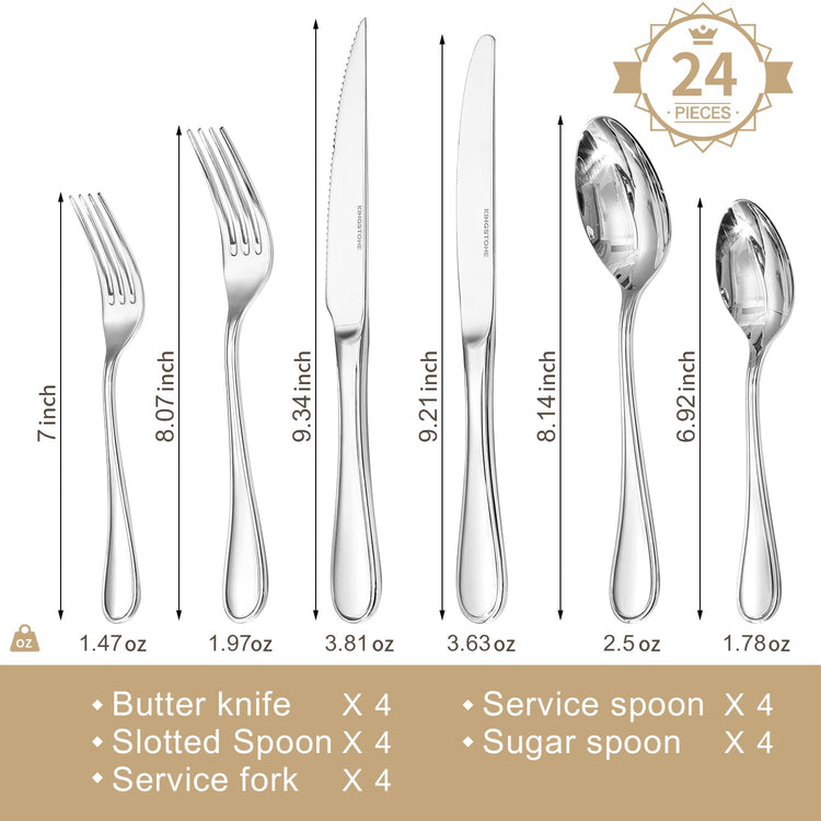 24 Piece Silverware Set for 4 with Steak Knives (24 Count)