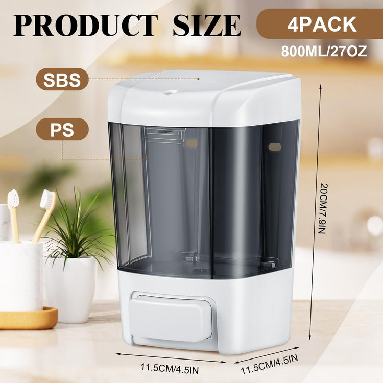 4 Pcs Wall Mounted Soap Dispenser (4 Count)