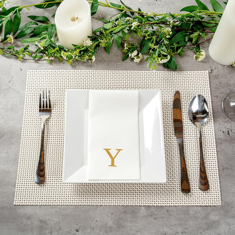 Paper Rectangle Gold Letter Y Linen (2000 Count)