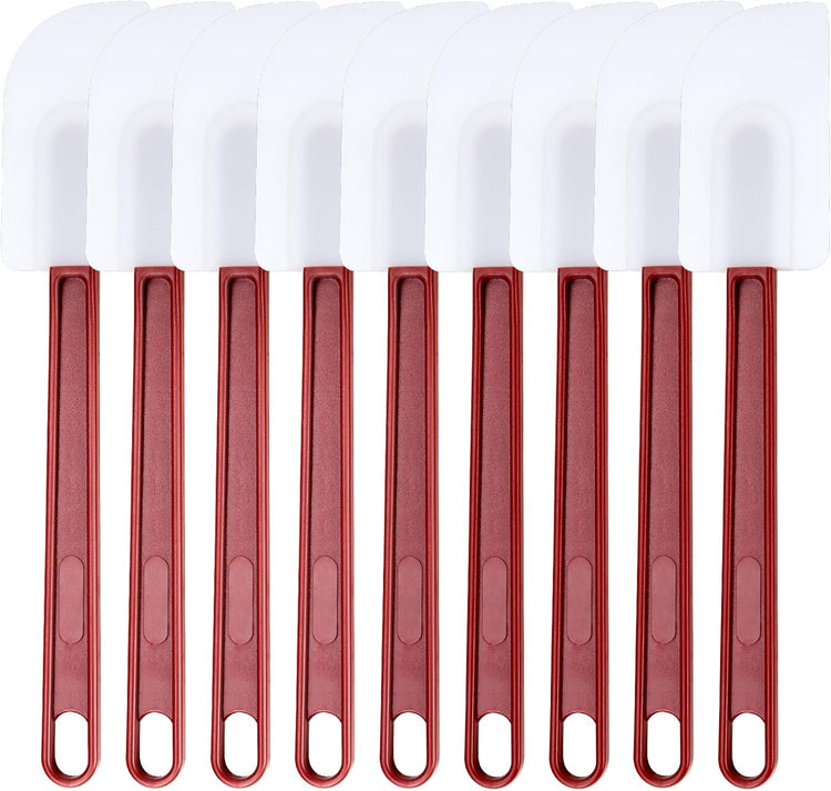 heffiso Silicone Rubber Spatula and Spoon Rubber Spatula Set of 3, High Heat Spatula Spoon, Commercial Spatula for Cooking, Commercial Rubber Spatula (9 Scrapers (9.5 Inches)), White