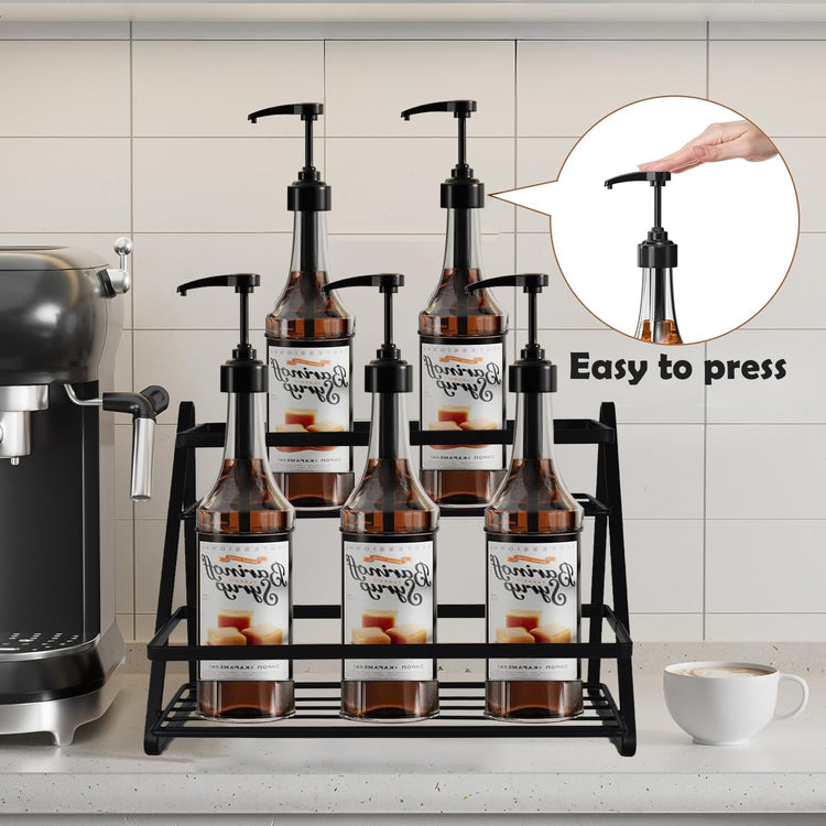 2 Tier Coffee Syrup Rack Organizer 6 Bottle Capacity
