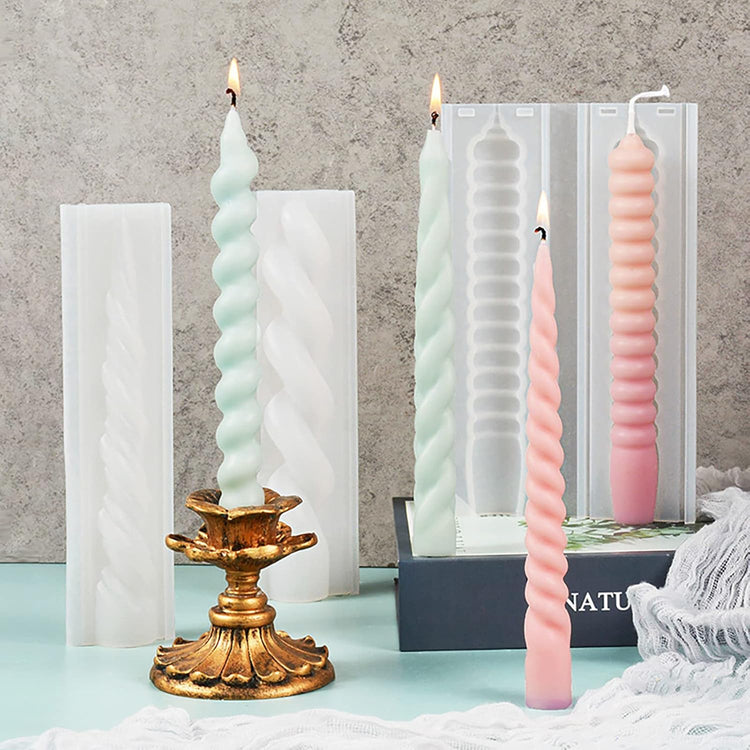 8-Piece Spiral Candle Molds - Cylinder, Pillar, Clay & Resin Casting Molds for Craft Supplies