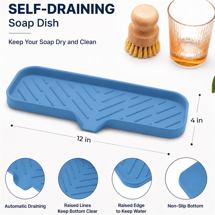Silicone Soap Dish with Drain Spout