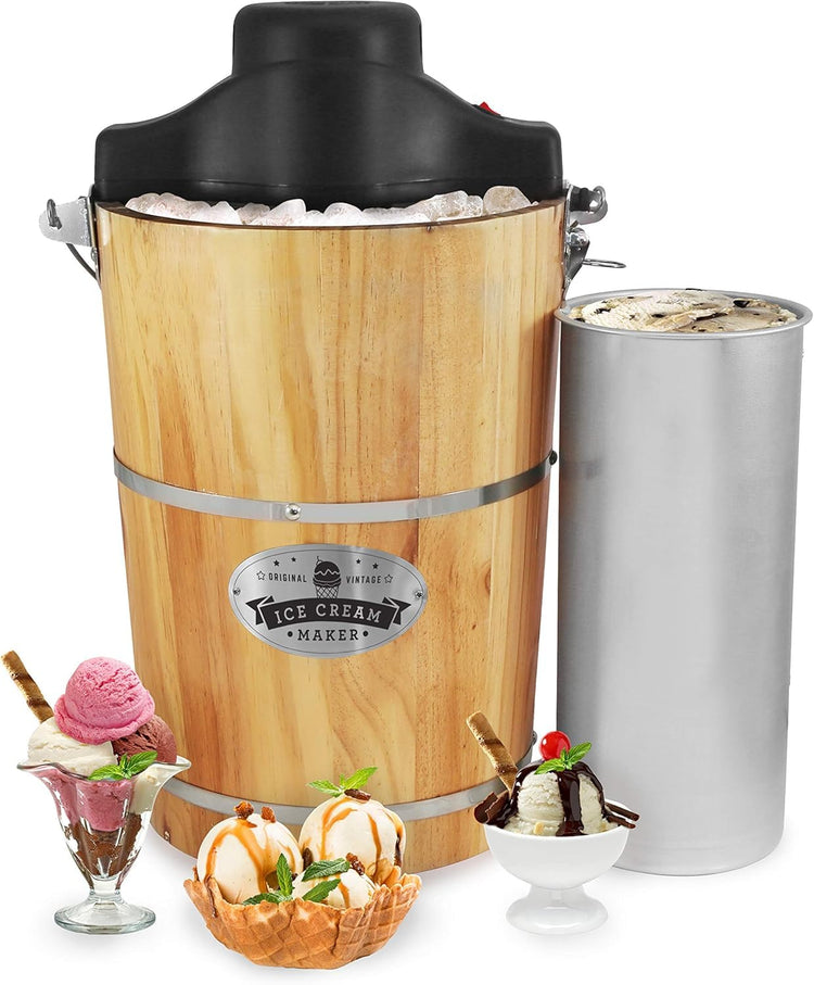 EIM916X 6Qt Old Fashioned Wood Bucket Ice Cream Maker