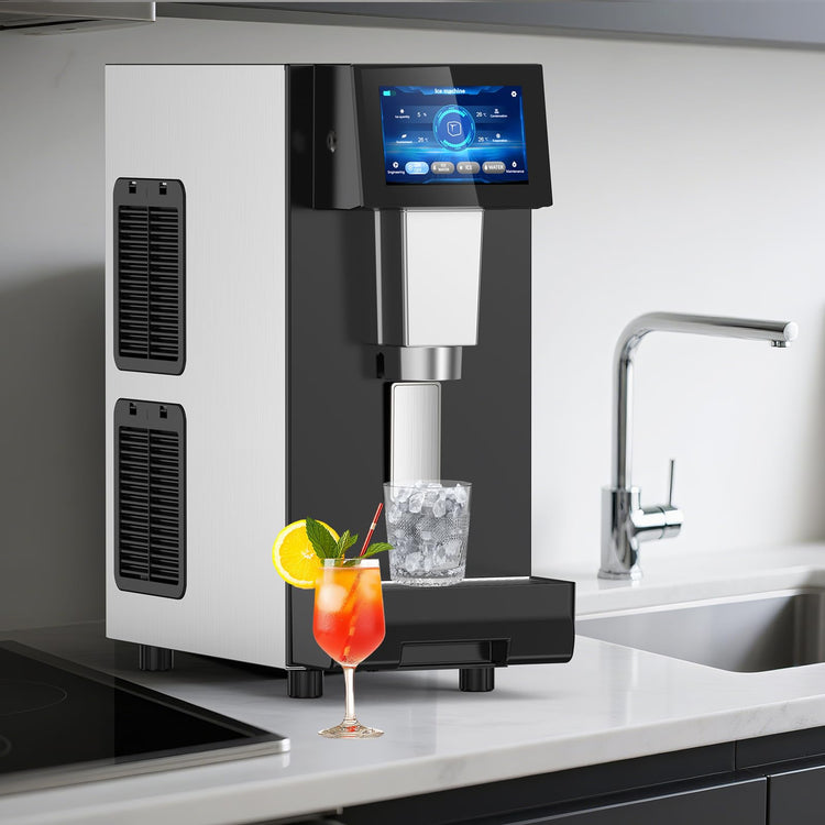 100 lbs Countertop Nugget Ice Maker Commercial with Water Dispenser