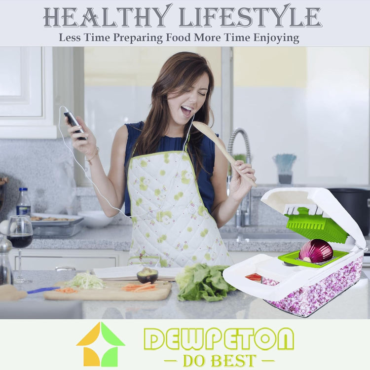 Pro-Series 20-in-1 Vegetable Chopper, Dewpeton Mandoline Slicer, Veggie Chopper, Food Chopper with Container, Vegetable Cutter Chopper & Spiralizer for Onion Salad (Home Essential Gadget & Kitchen)