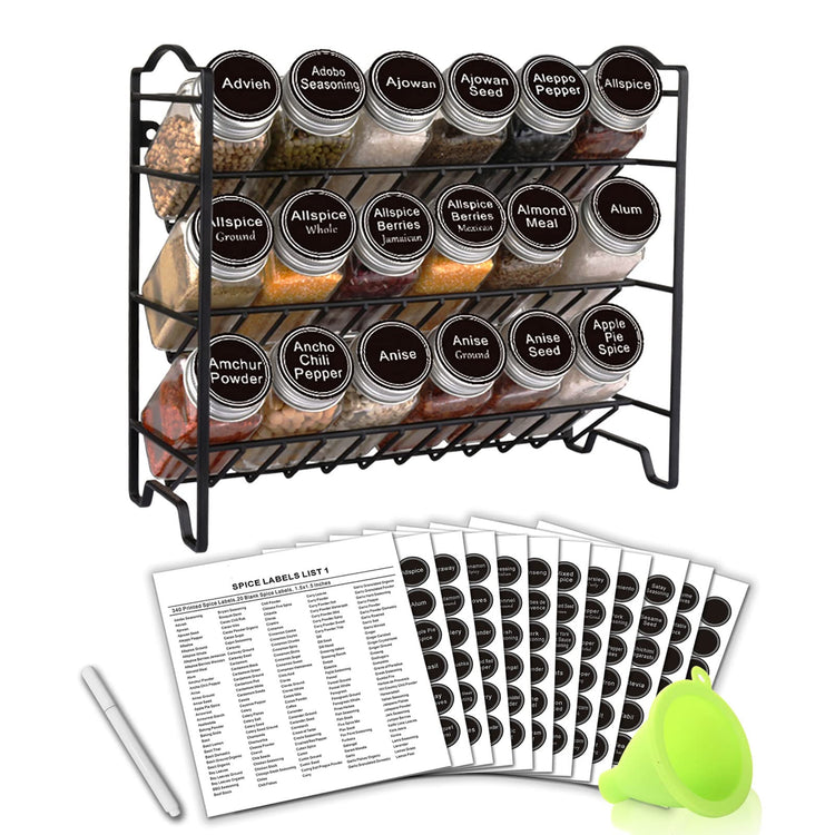 Spice Rack Organizer with 18 Spice Jars 4 oz